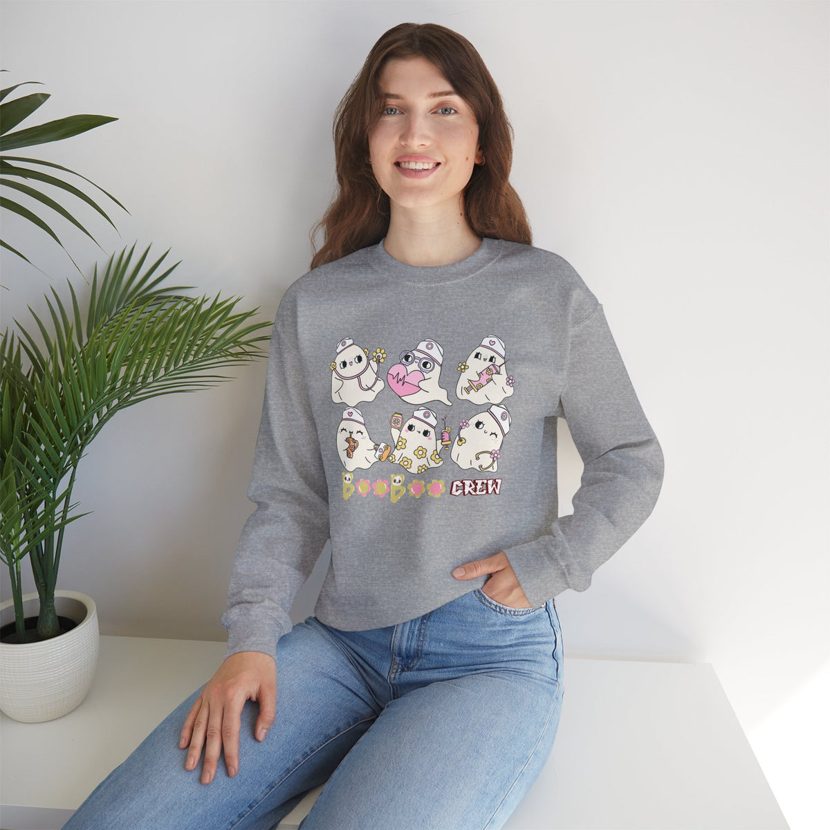 Nurse Ghost Boo Boo Crew Sweatshirt