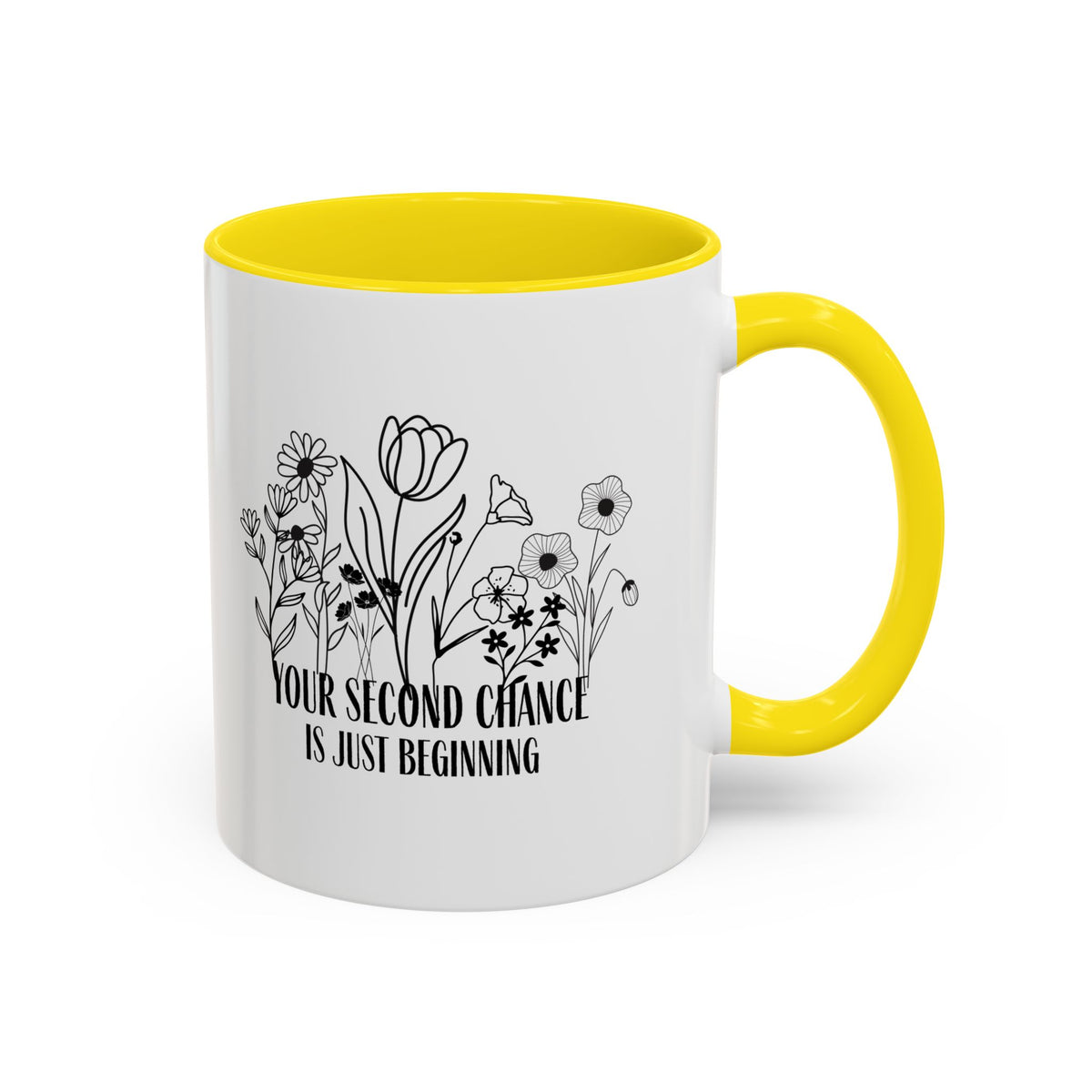 Inspirational Floral Coffee Mug — "Your Second Chance Is Just Beginning"