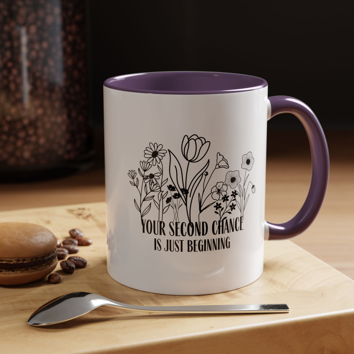 Inspirational Floral Coffee Mug — "Your Second Chance Is Just Beginning"