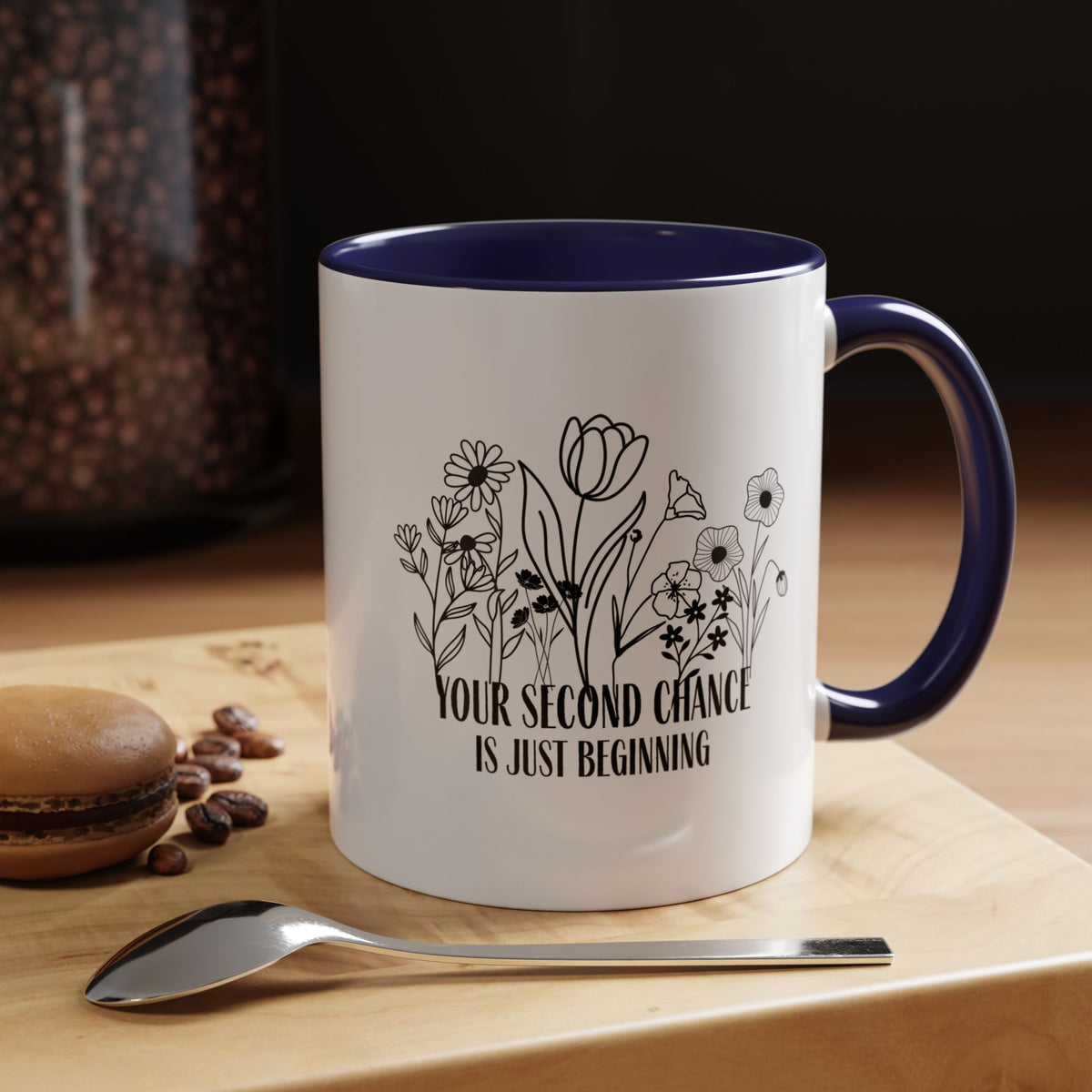 Inspirational Floral Coffee Mug — "Your Second Chance Is Just Beginning"