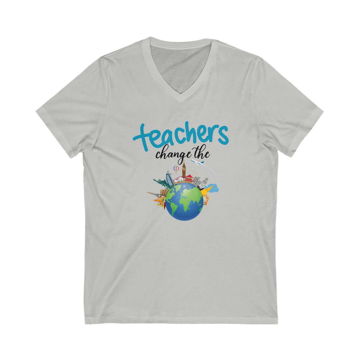 Teachers Change the World, V-Neck Tshirt