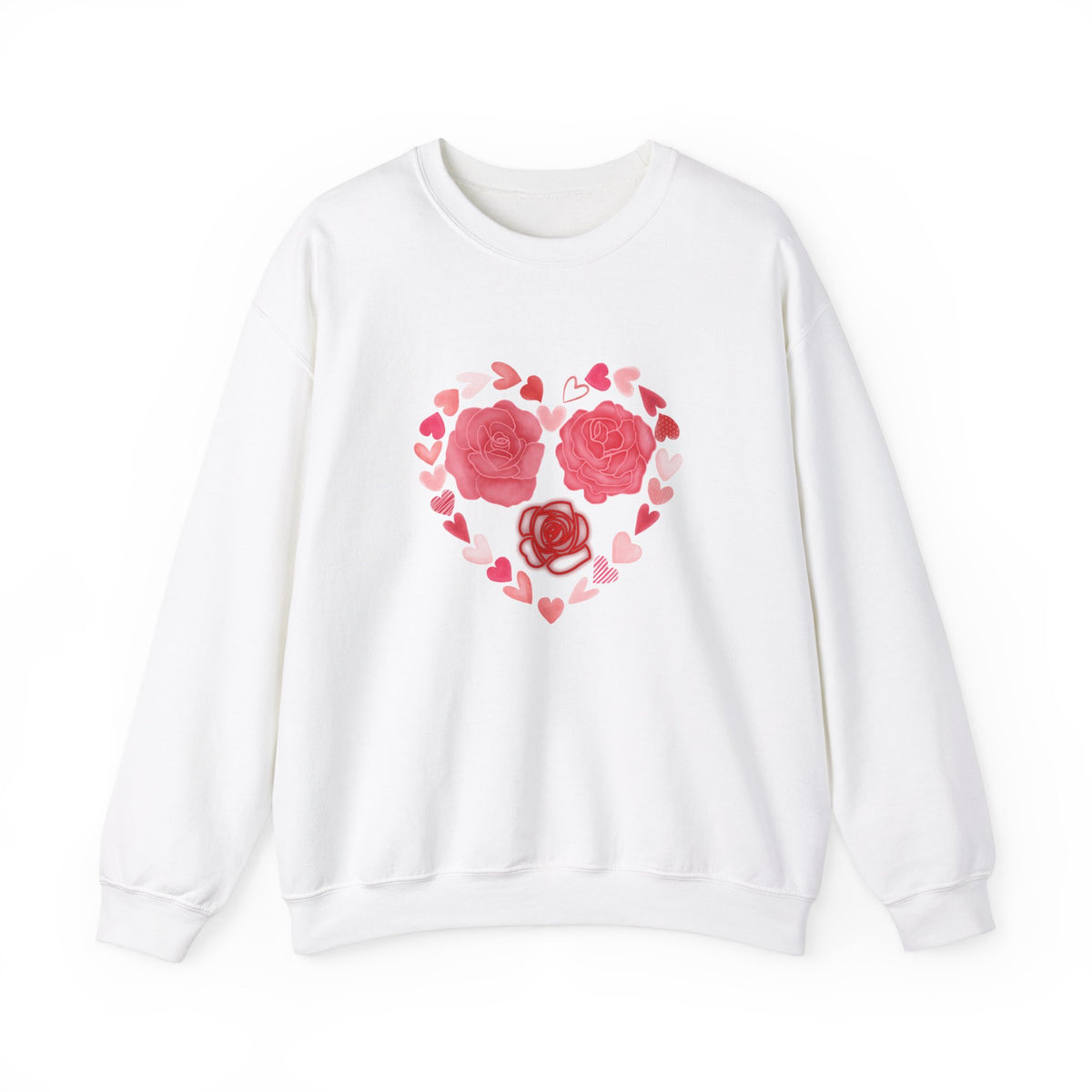 Flower, Hearts Crewneck Sweatshirt