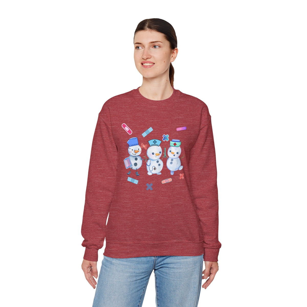 Nurse Snowman Crewneck Sweatshirt