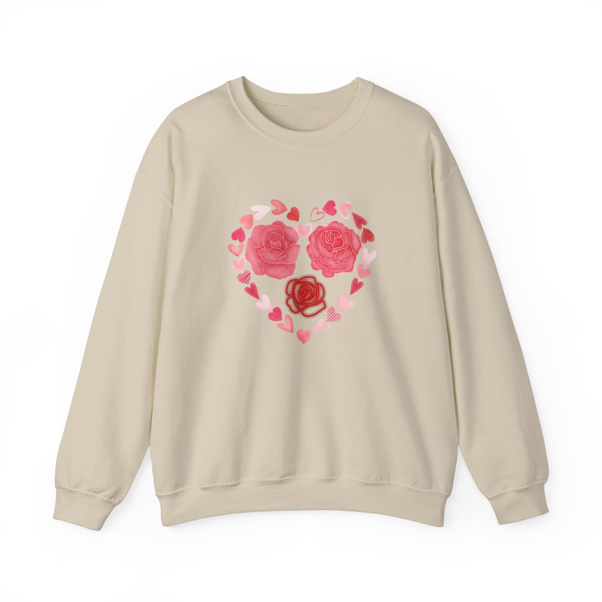 Flower, Hearts Crewneck Sweatshirt