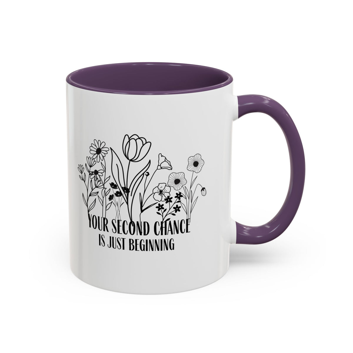 Inspirational Floral Coffee Mug — "Your Second Chance Is Just Beginning"