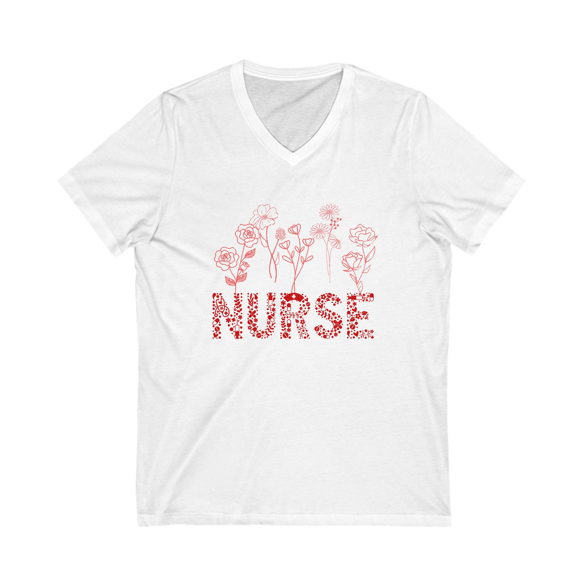 Nurse Flower, V-Neck Tshirt