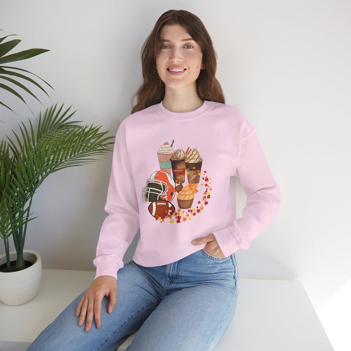 Fall Football and Coffee Crewneck Sweatshirt