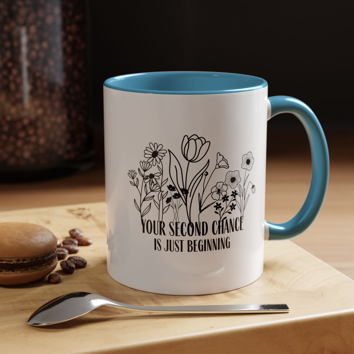 Inspirational Floral Coffee Mug — "Your Second Chance Is Just Beginning"