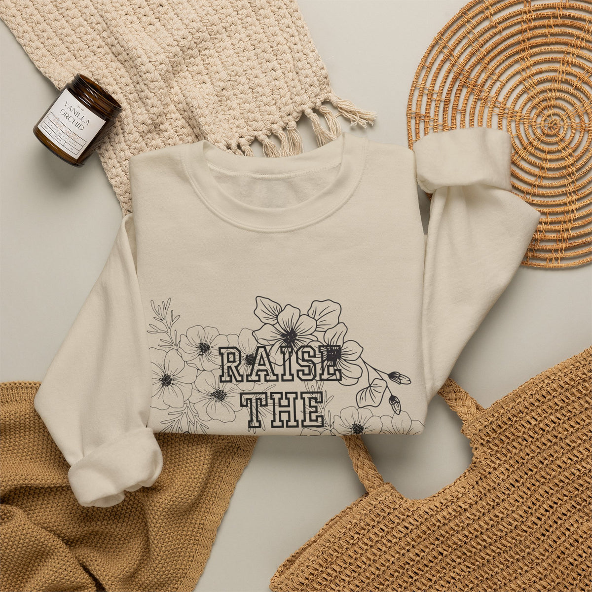Crewneck Sweatshirt — "Raise the Ceiling" Floral Graphic