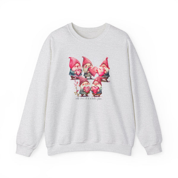 Hearts, Gnomes Crewneck Sweatshirt